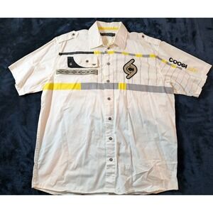 VTG COOGI Logo Button Up Shirt Hip Hop Red Grunge Y2K Embroidered White Men's XL